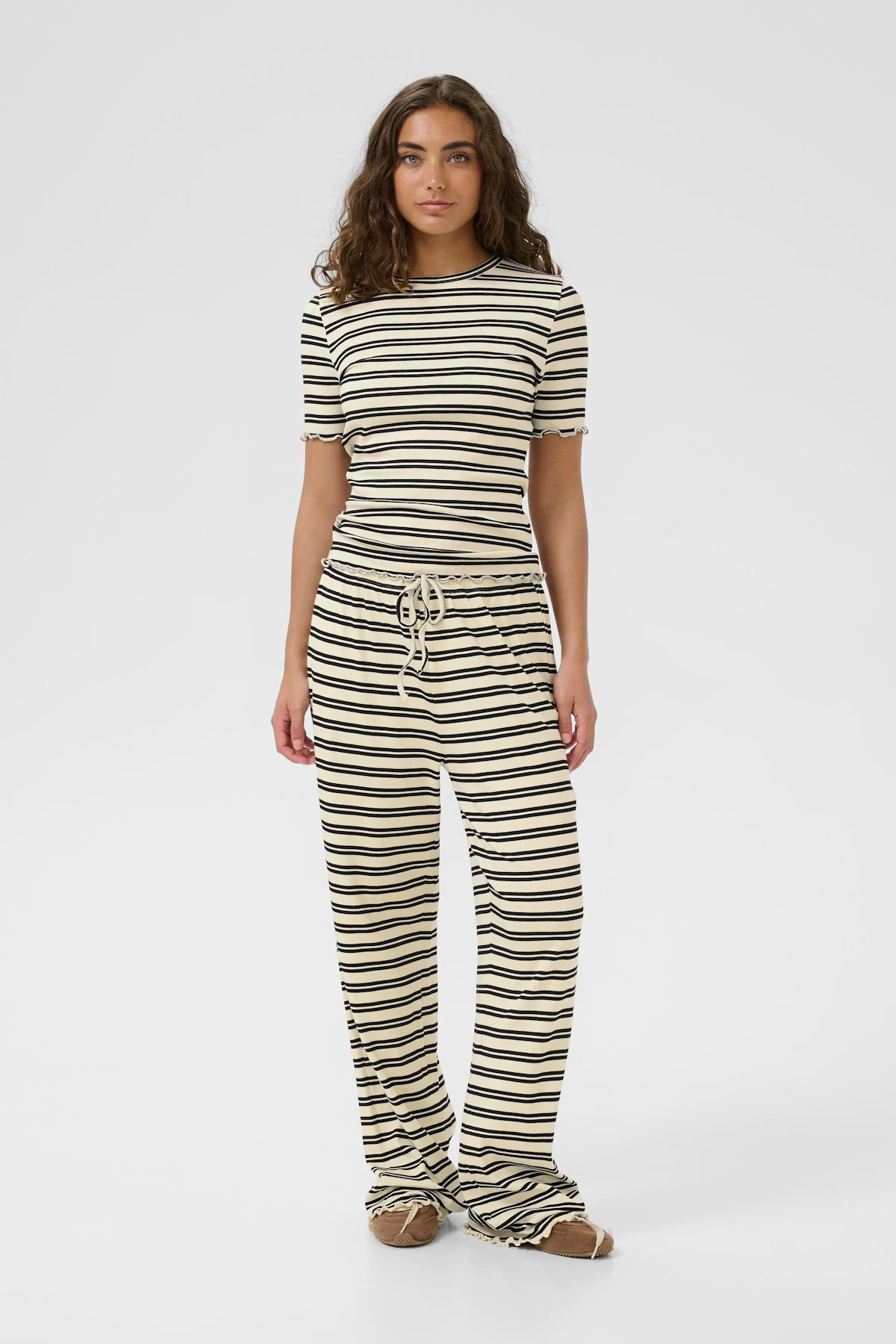 OlaliaSZ Short Sleeve T-Shirt- Ice Black Stripe
