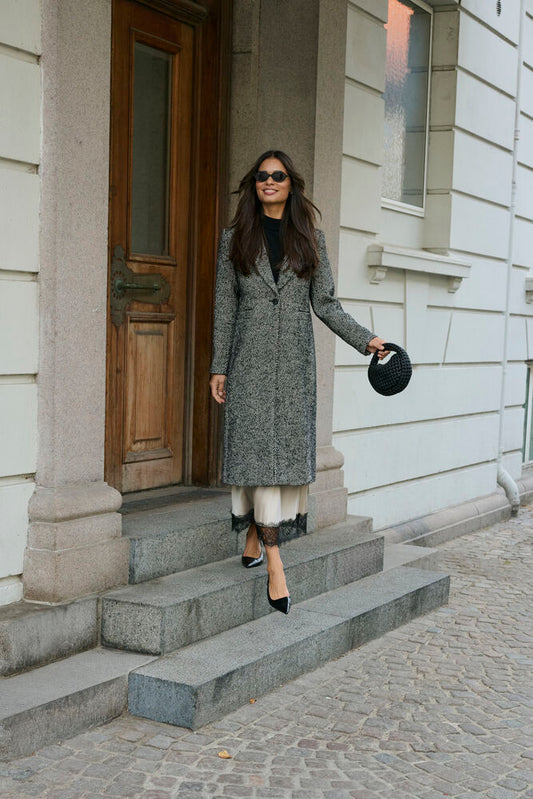 KAofelia Herringbone Coat - Black & Chalk