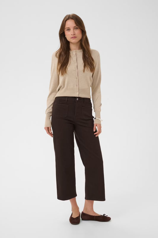 KAbrook High Waisted Cropped Fit Jeans - Coffee Bean