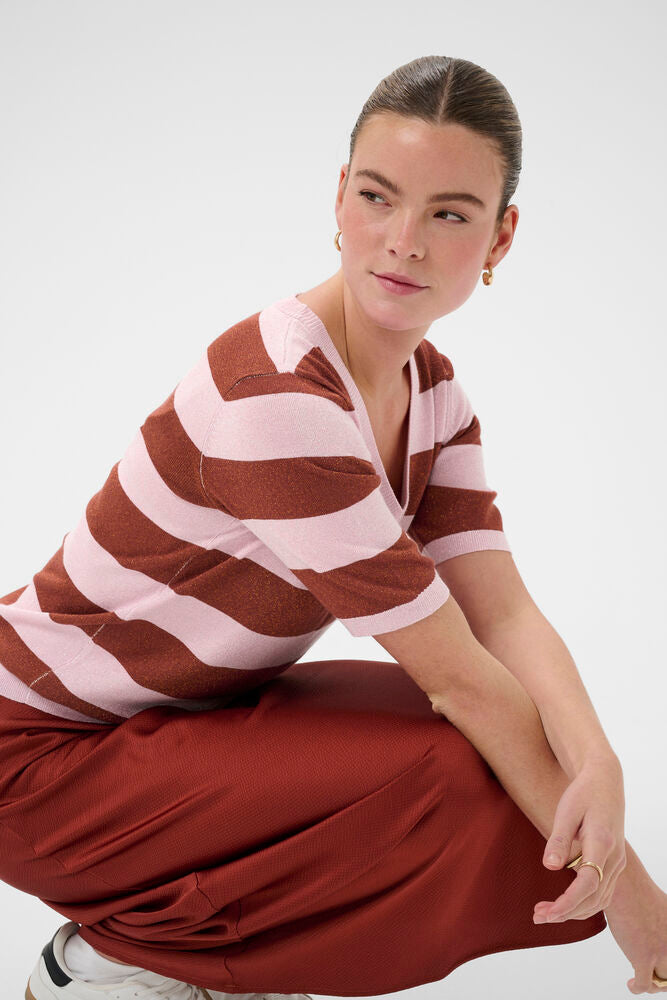 KAregina Stripe V Neck Pullover - Ballerina & Henna