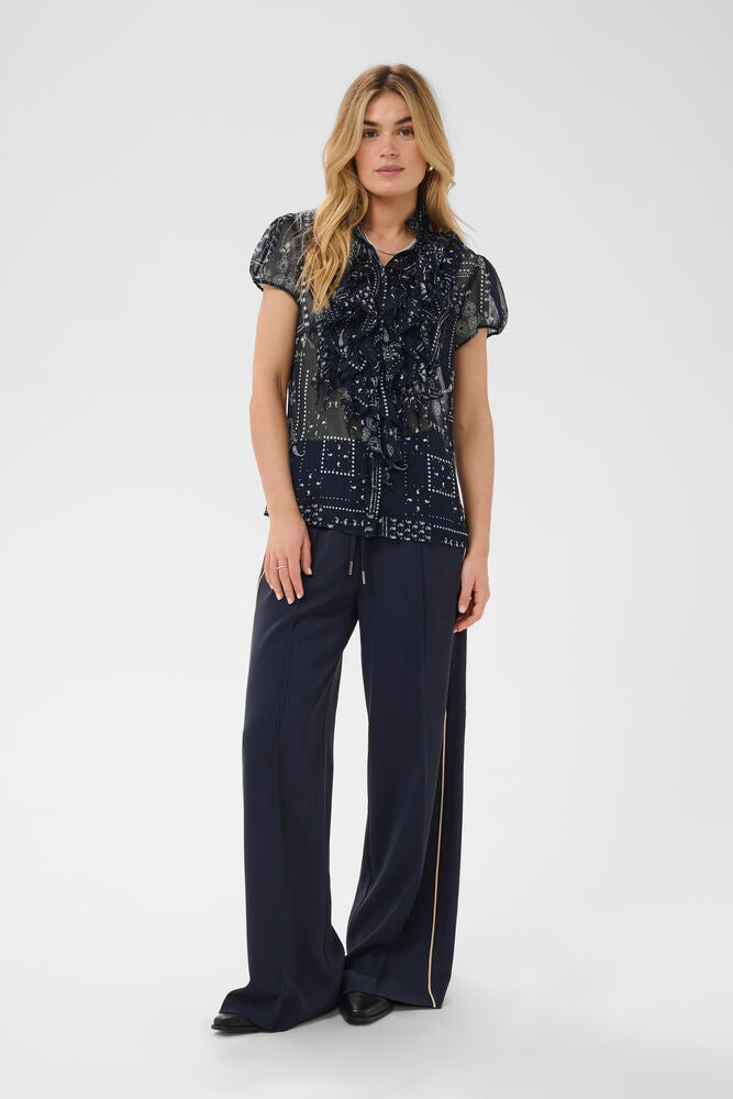 LiljaSZ Crinkle Short Sleeve Shirt - Night Sky Paisley