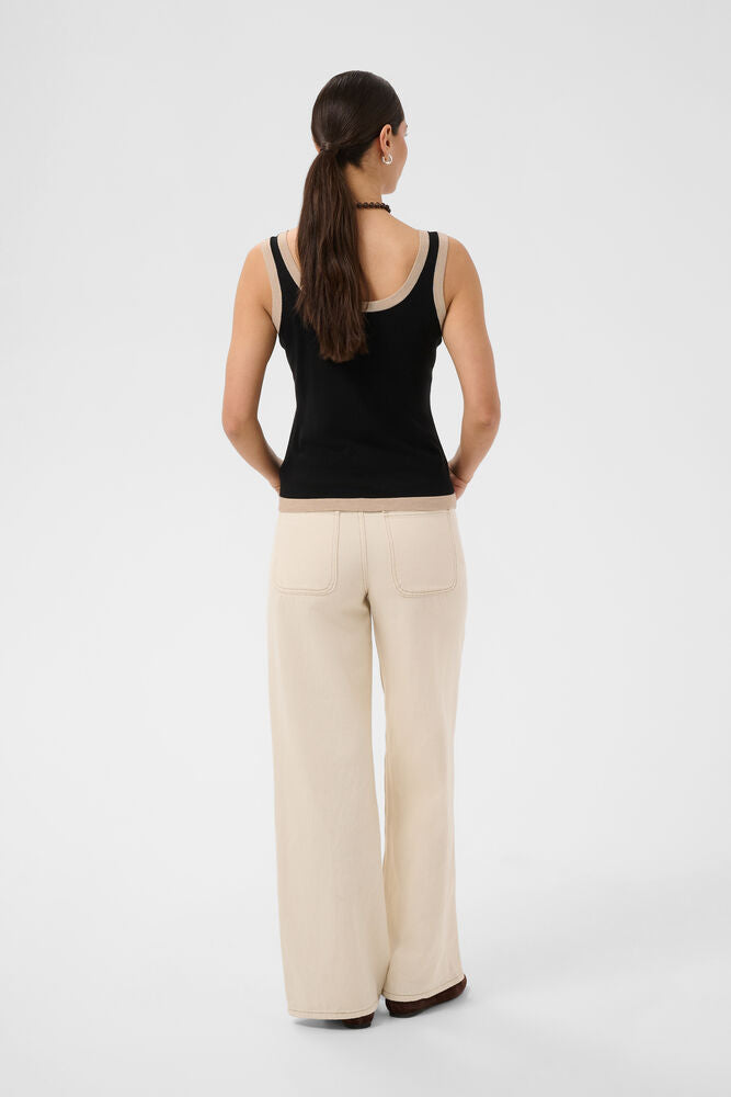 KAlizza Contrast Knit Top - Black Deep