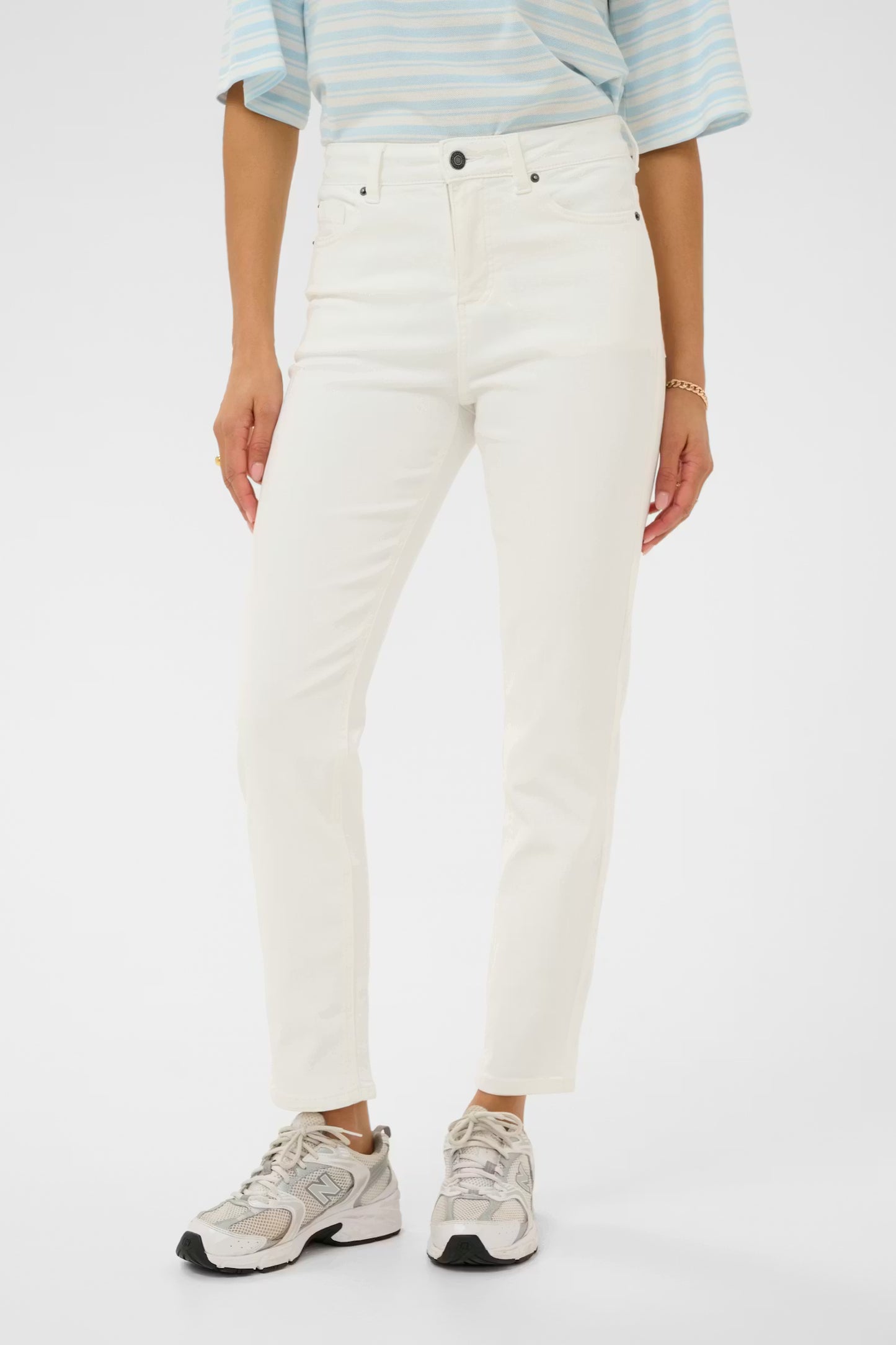 KAwillow High Waisted Slim Fit Jeans - Chalk
