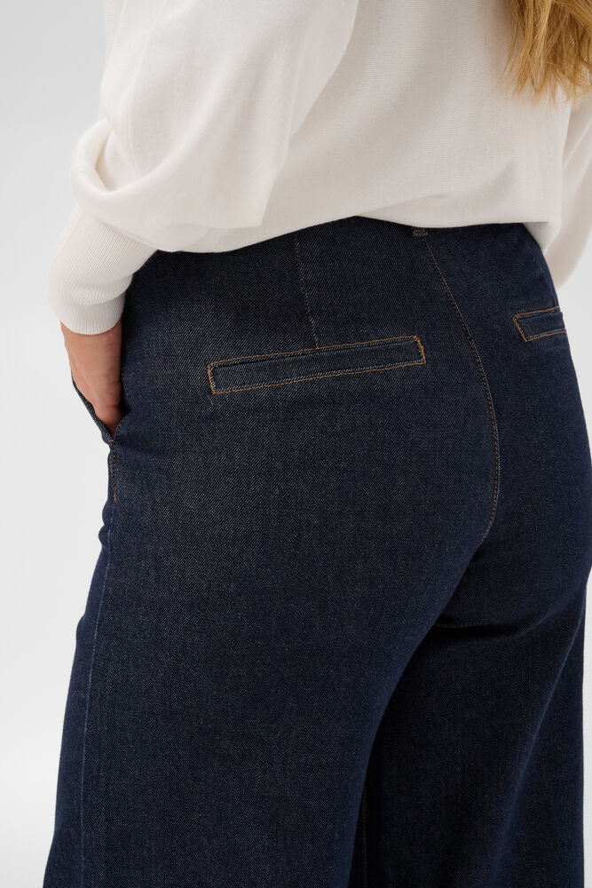 KAhally Wide Jeans - Dark Blue Unwashed Denim