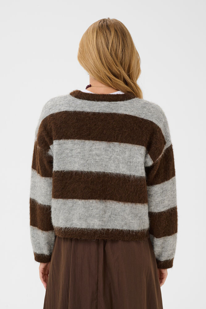 TayzieSZ Pullover - Chocolate Grey Melange Stripe