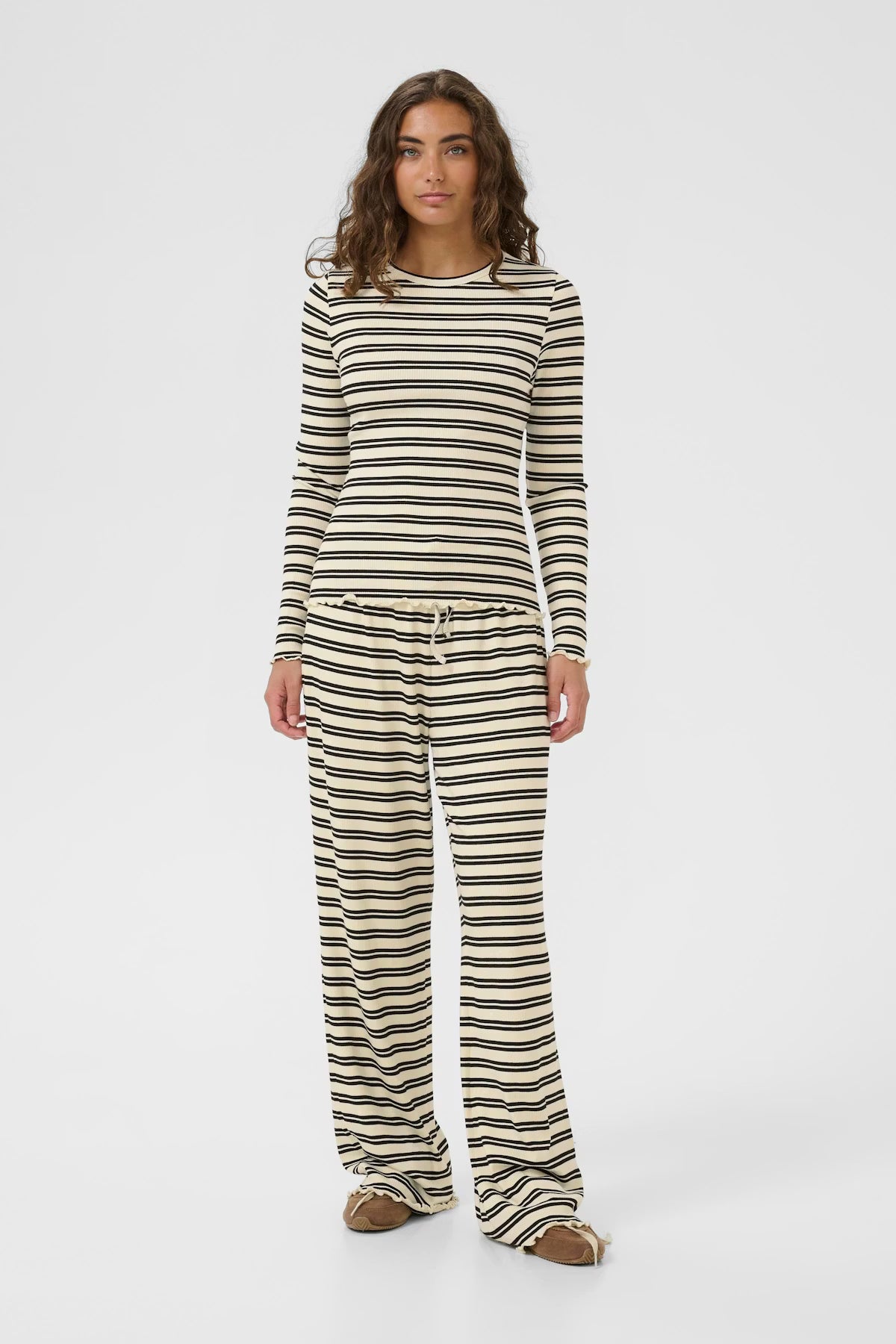OlaliaSZ Long Sleeve T-Shirt- Ice Black Stripe