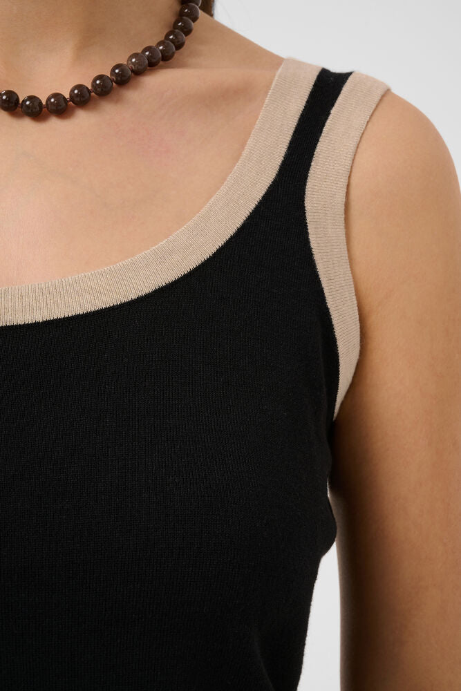 KAlizza Contrast Knit Top - Black Deep