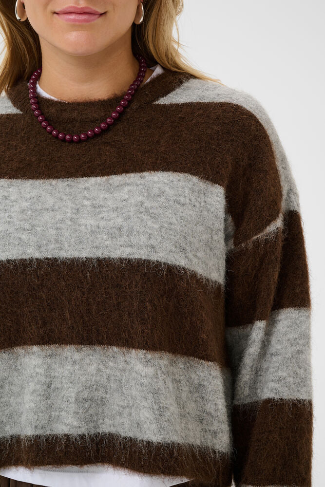 TayzieSZ Pullover - Chocolate Grey Melange Stripe