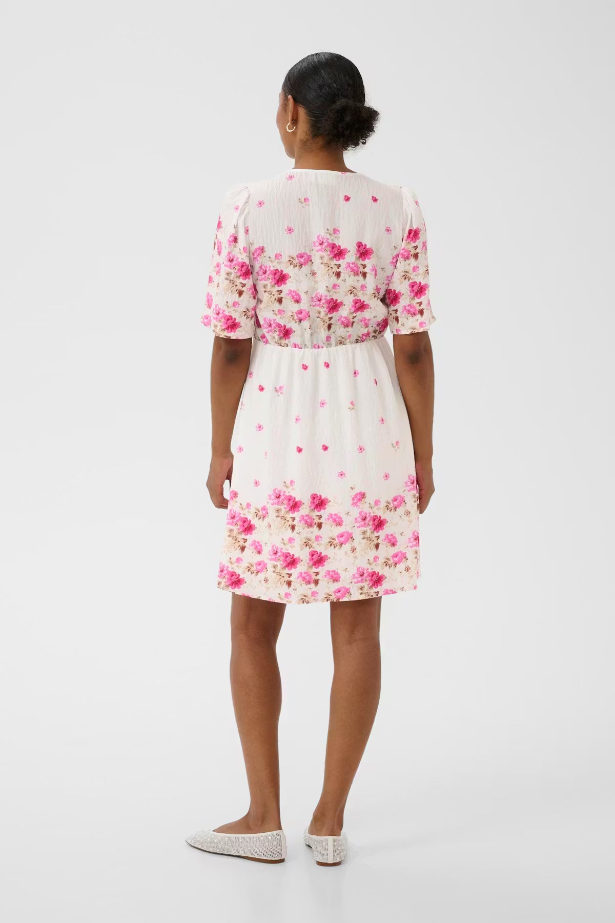 KArosine Dress - White Rose Border Flower