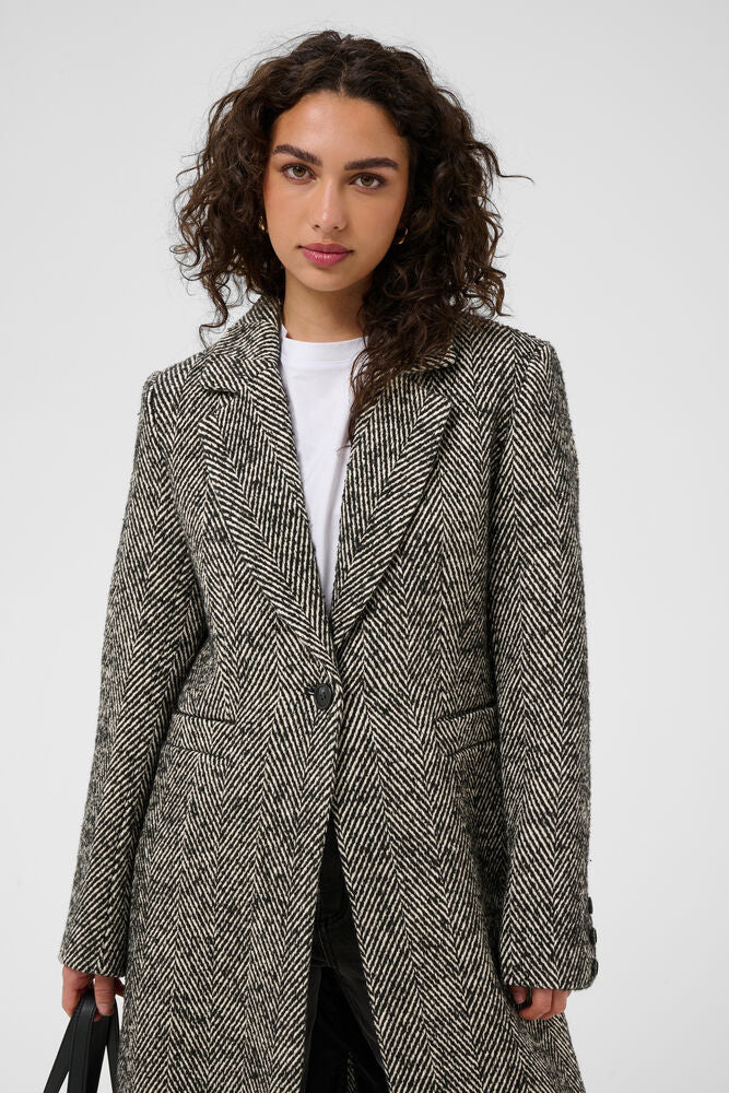 KAofelia Herringbone Coat - Black & Chalk