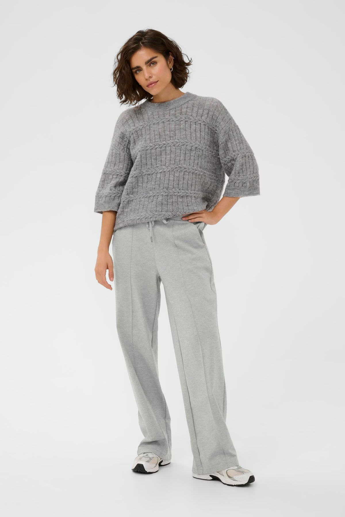 KAjenny Straight Pants - Grey Melange