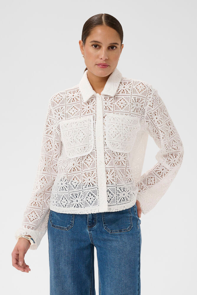 KAcindy Crochet Shirt - Chalk White