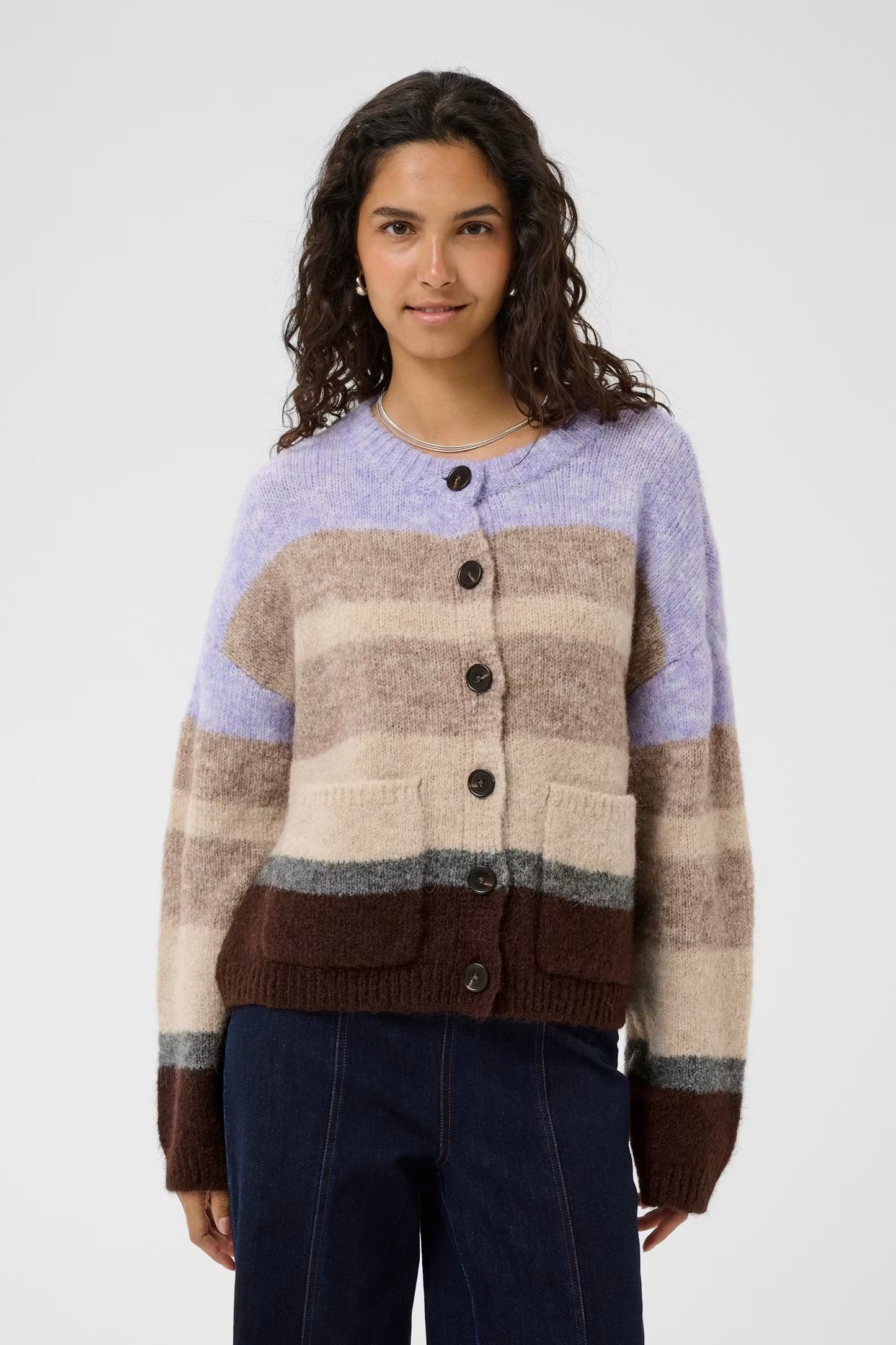 SeraphinaSZ Cardigan - Chocolate Lilac Multi Stripe