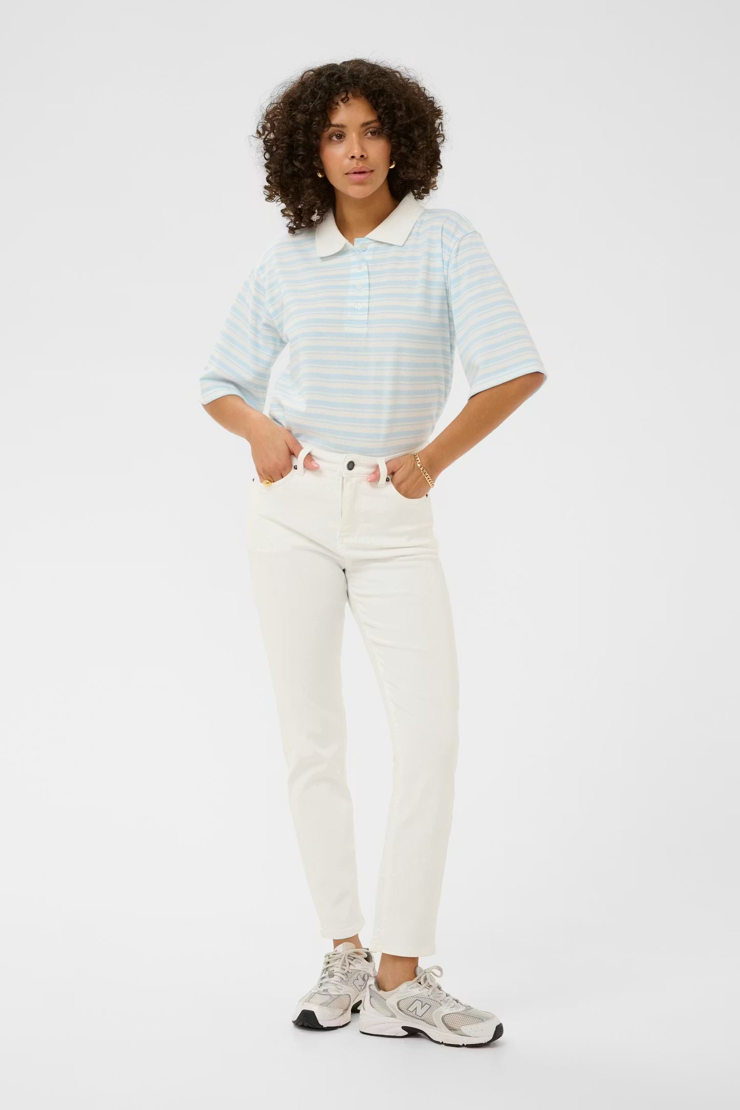 KAwillow High Waisted Slim Fit Jeans - Chalk