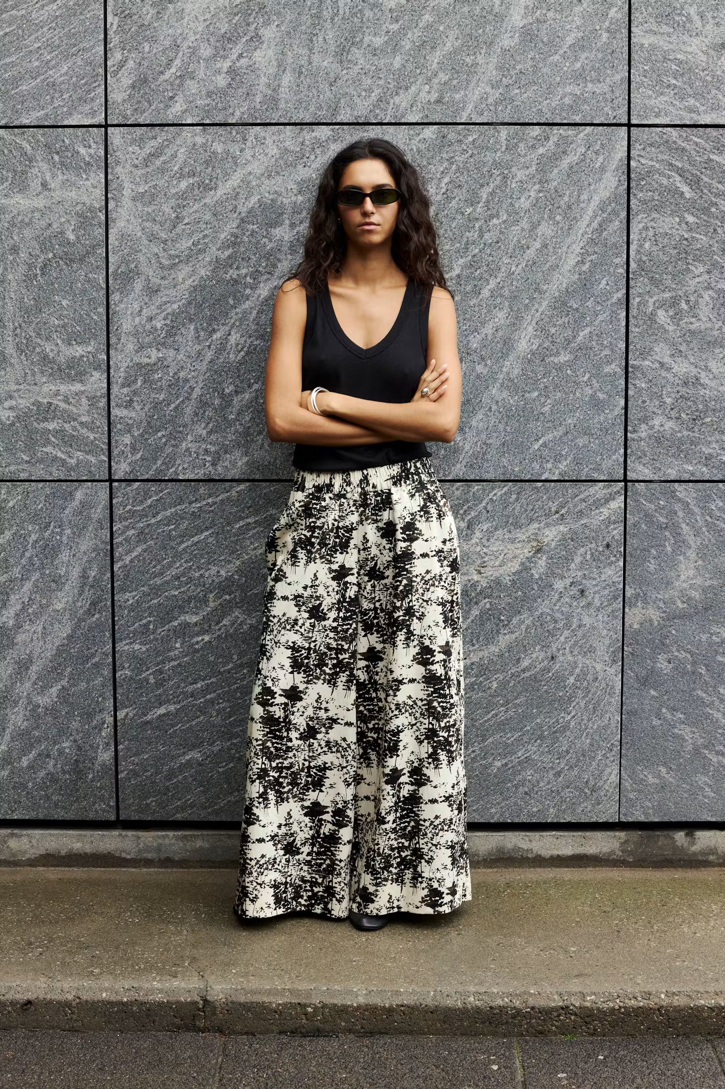 SLNaelle Printed Trousers - Oatmeal Forest