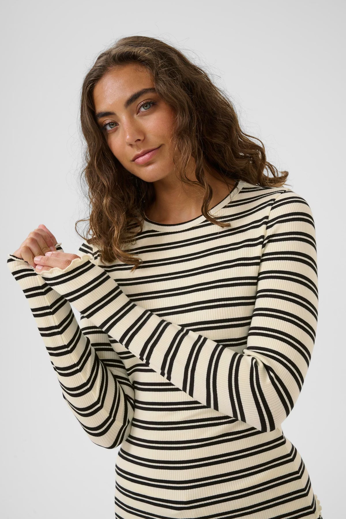 OlaliaSZ Long Sleeve T-Shirt- Ice Black Stripe