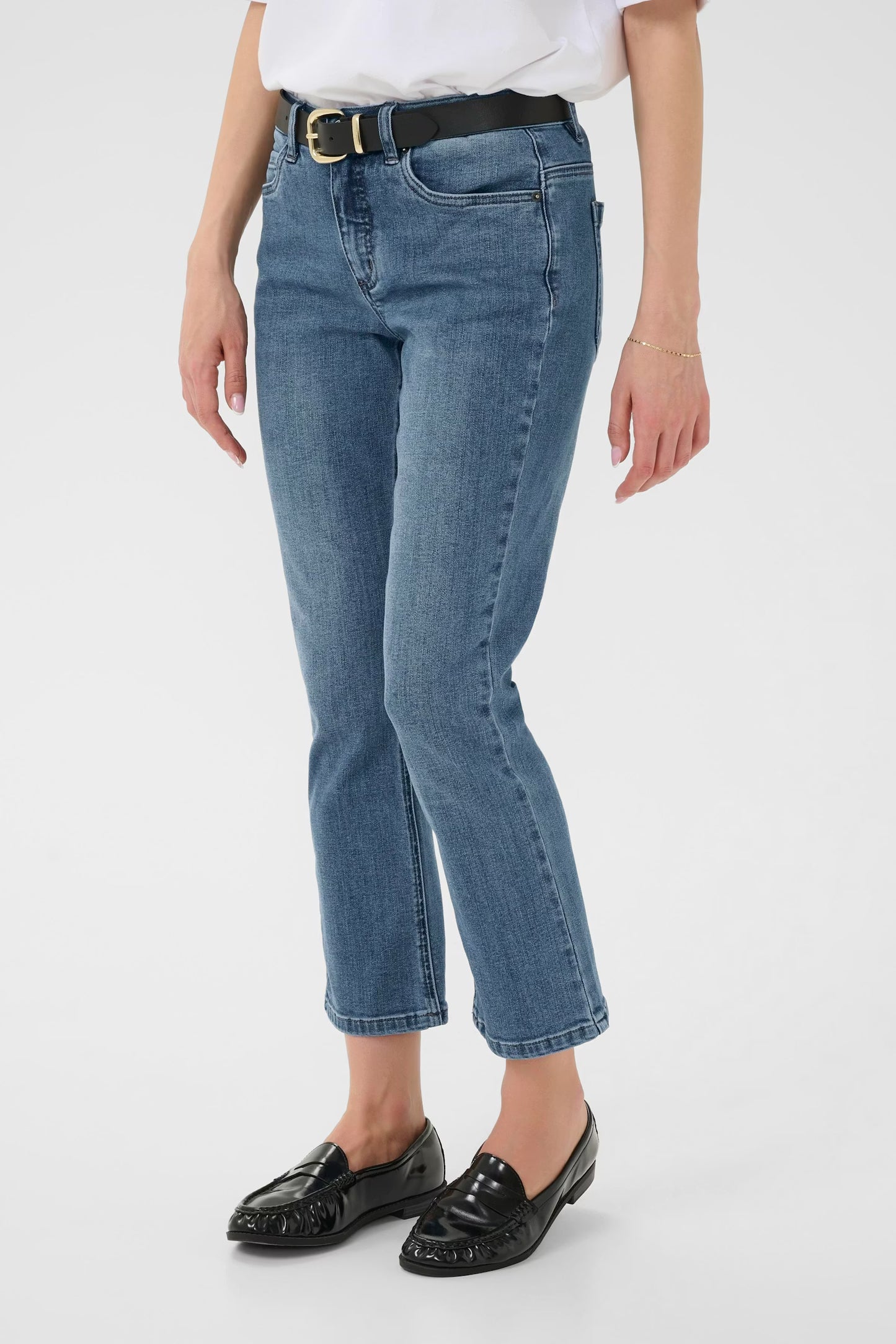 KAriver Cropped Jeans - Medium Blue Denim