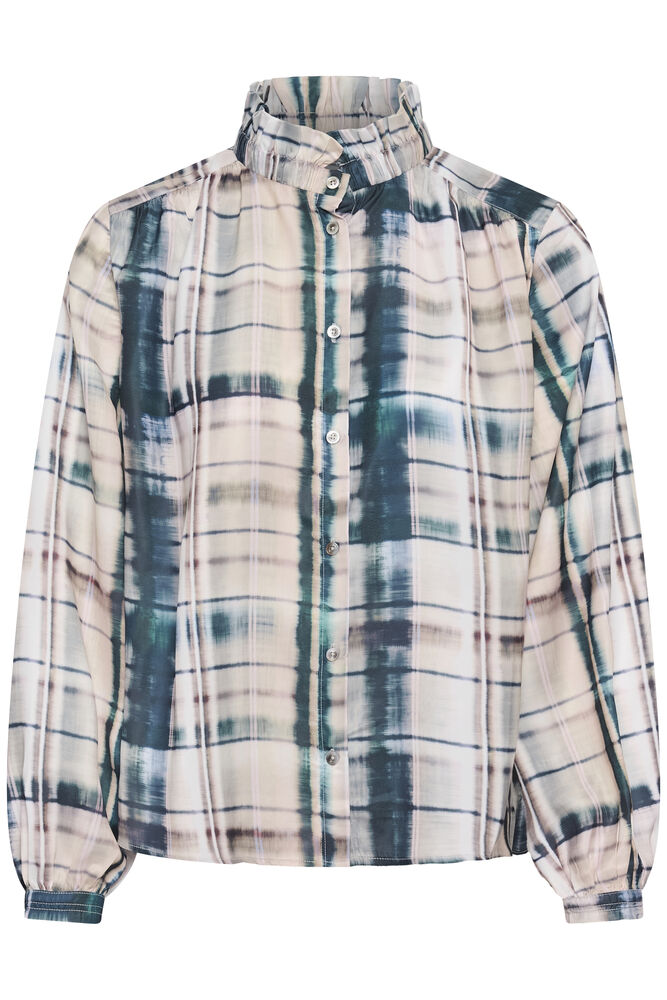 TatumSZ Blouse - Grey Blue Blurry Check
