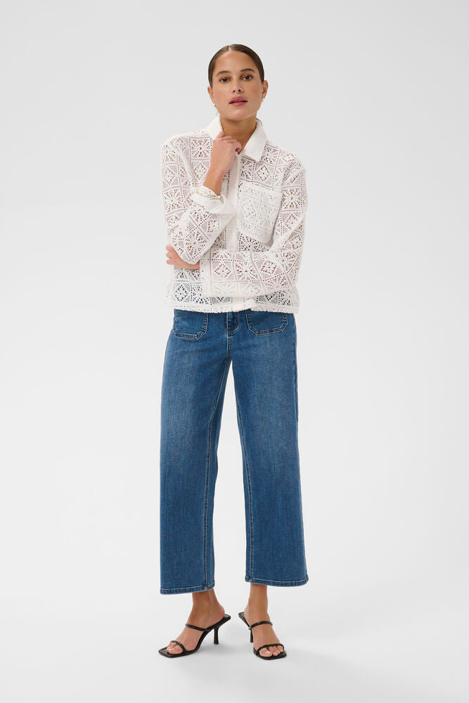 KAcindy Crochet Shirt - Chalk White
