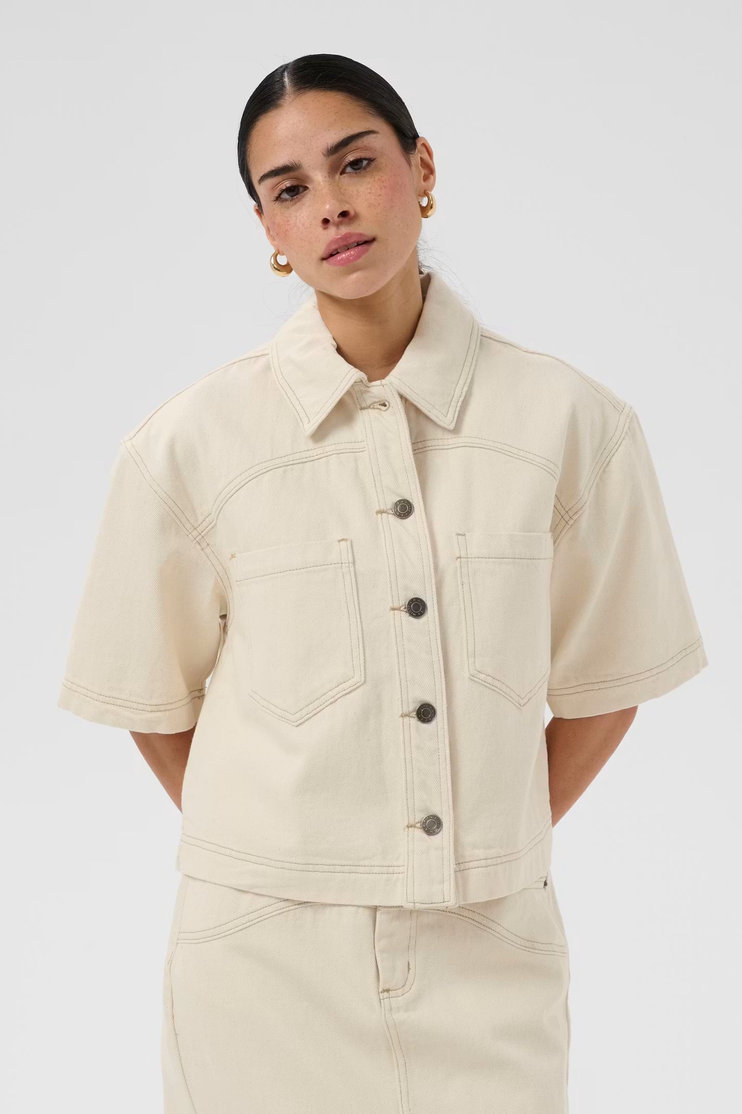 KAcatharina Denim Shirt - Off White Washed