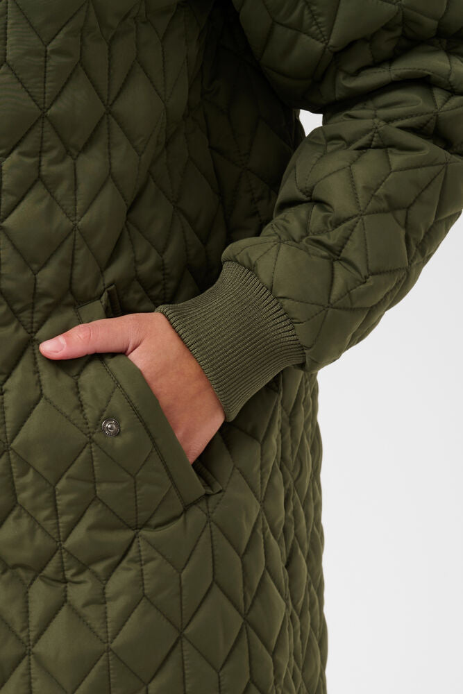 KAlelia Long Quilt Coat - Olive Night