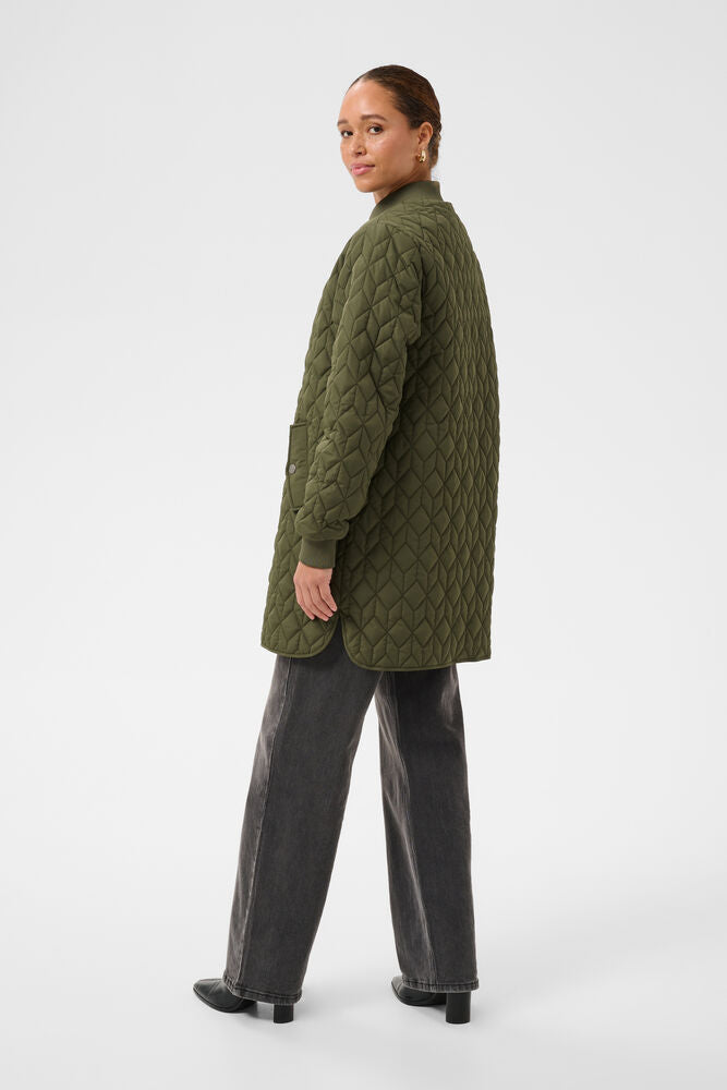 KAlelia Long Quilt Coat - Olive Night