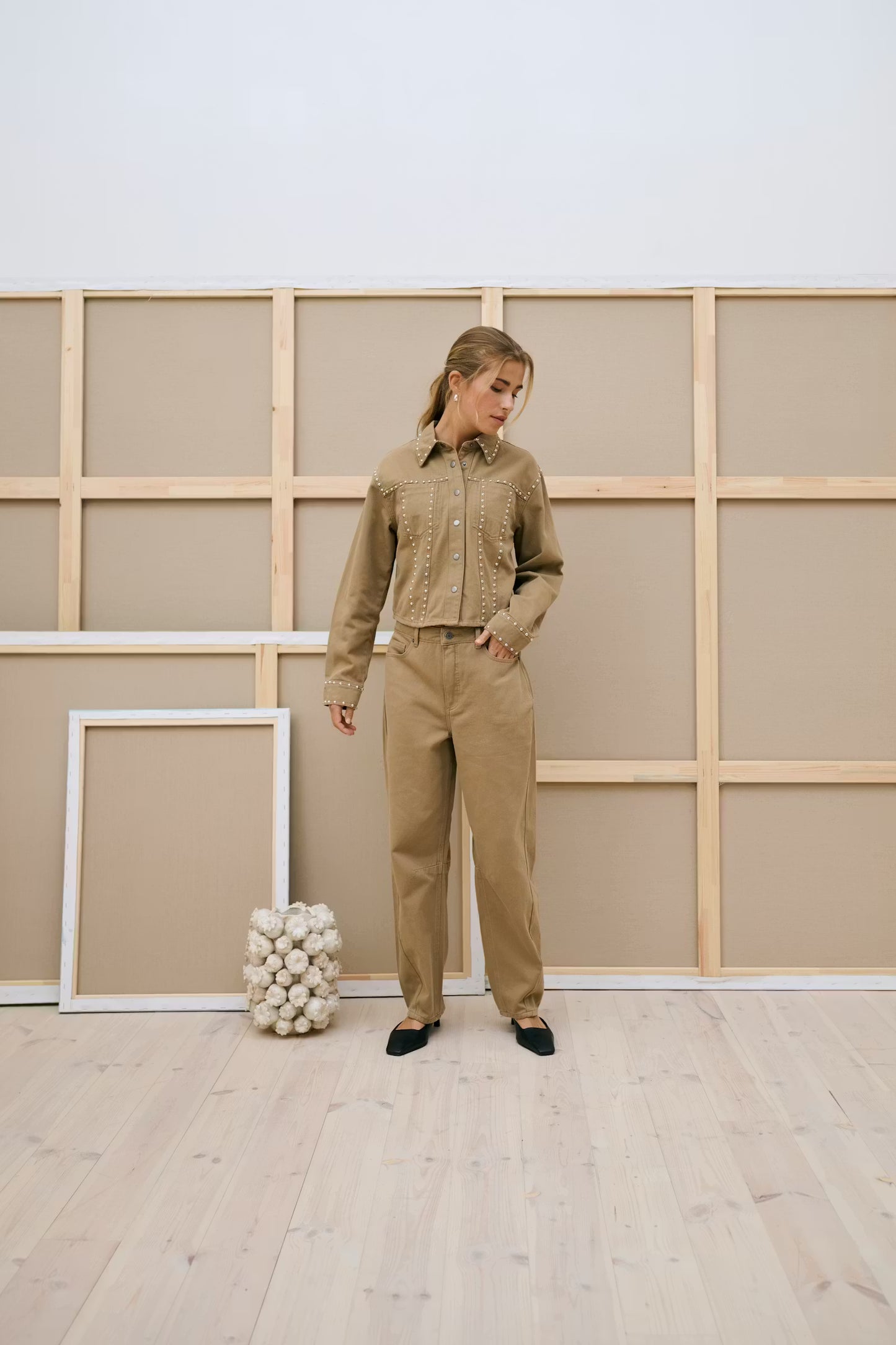 KAbrynn Barrel Twill Trousers - Washed Petrified Oak