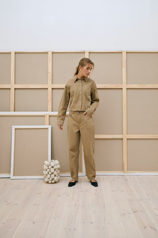 KAbrynn Barrel Twill Trousers - Washed Petrified Oak
