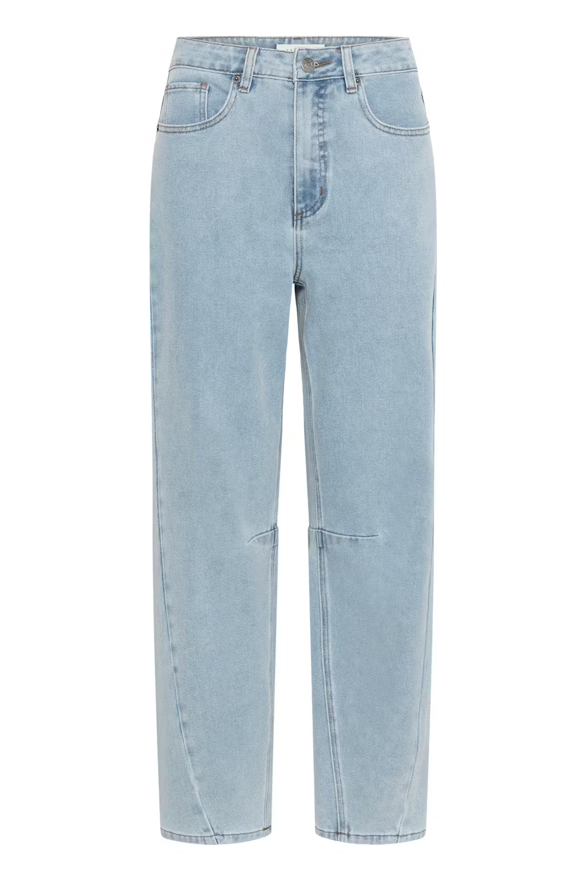 KAminna Cropped Barrel Jeans - Light Blue Washed