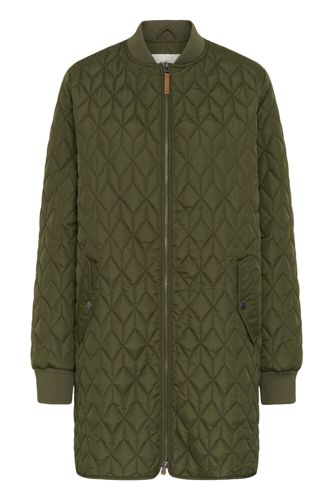 KAlelia Long Quilt Coat - Olive Night