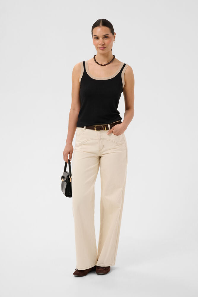 KAlizza Contrast Knit Top - Black Deep