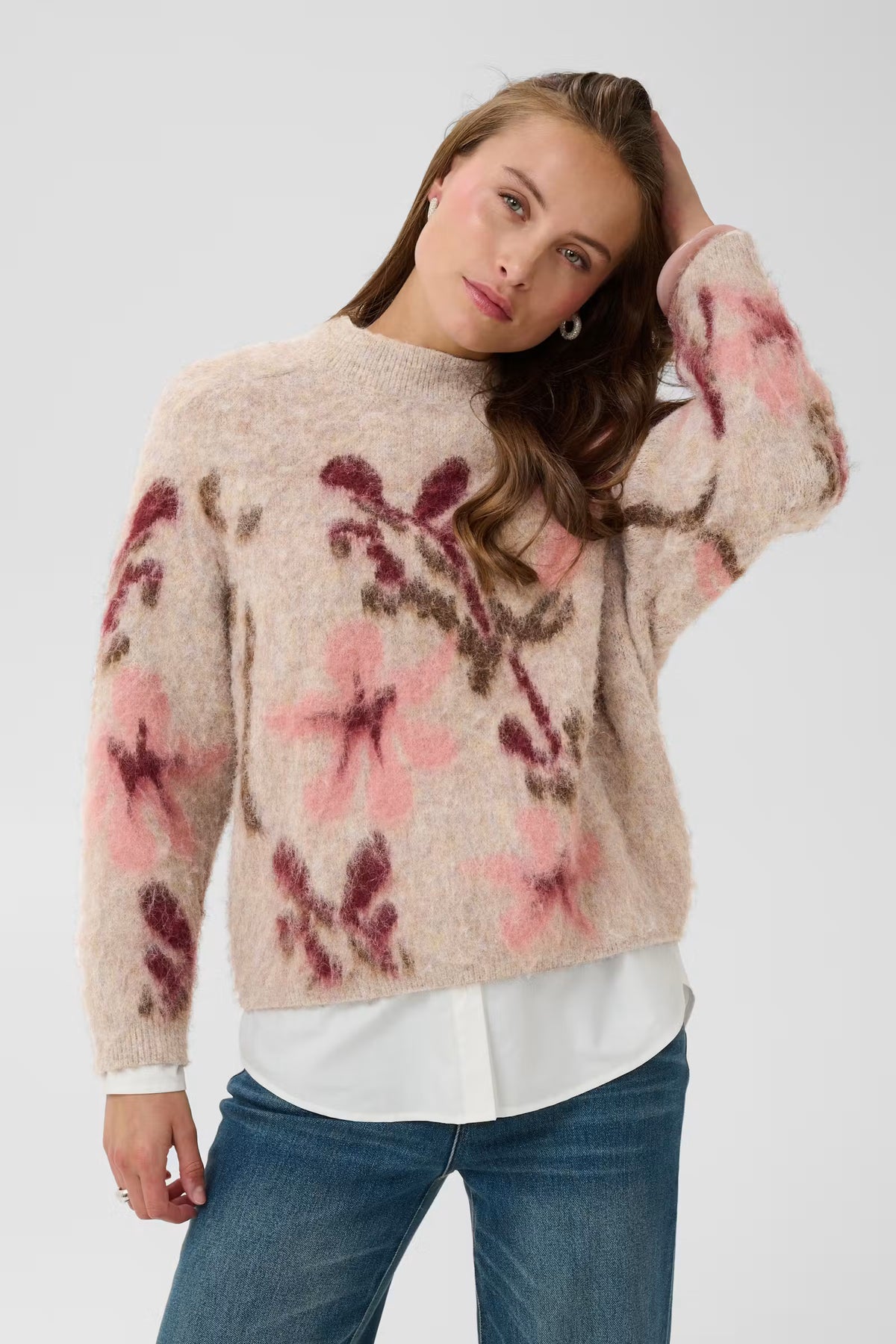 UliceSZ Pullover - Tan Winetasting Blooms