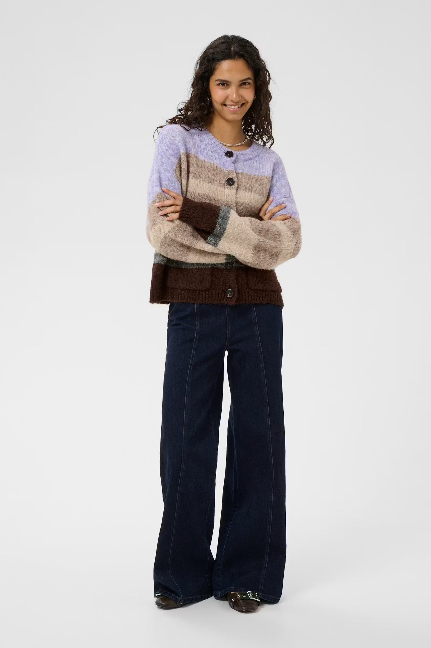 SeraphinaSZ Cardigan - Chocolate Lilac Multi Stripe