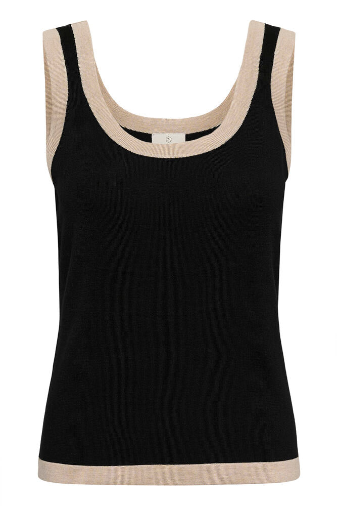 KAlizza Contrast Knit Top - Black Deep