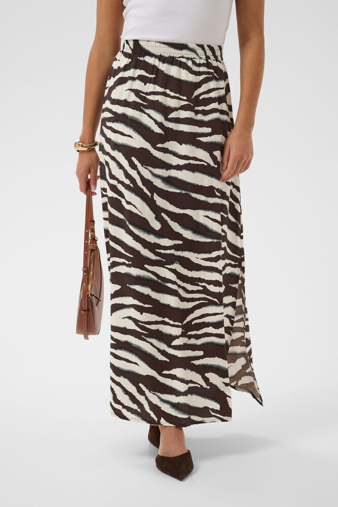 KAviky Skirt - Coffee/ Animal Print