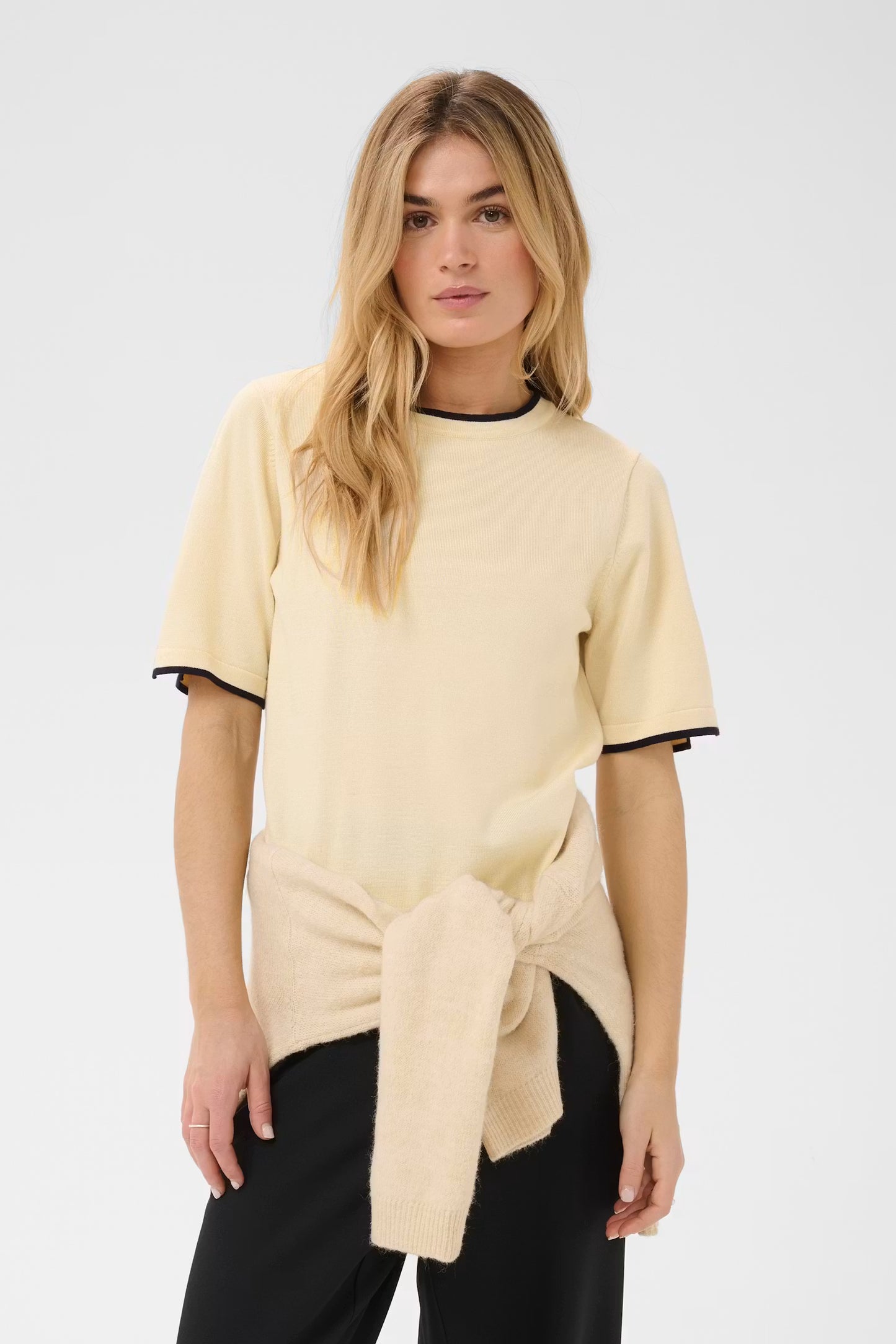 MilaSZ Contrast Stripe Short Sleeve Pullover - Birch Nightsky