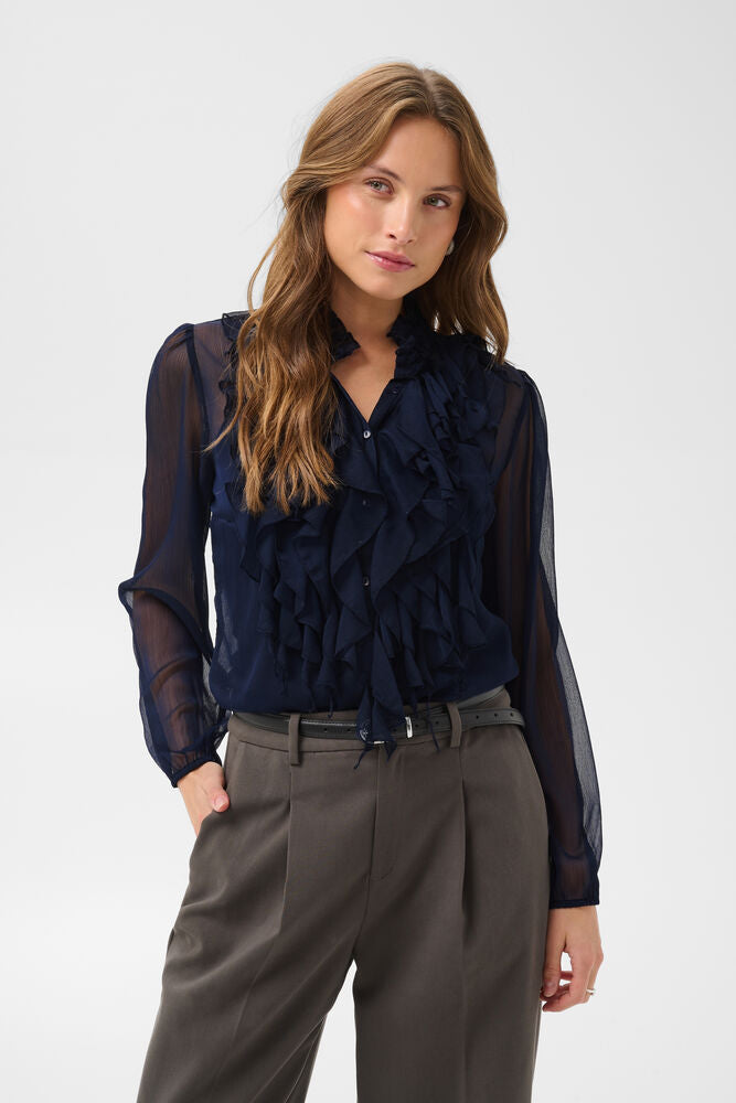 LiljaSZ Crinkle Long Sleeve Shirt - Night Sky