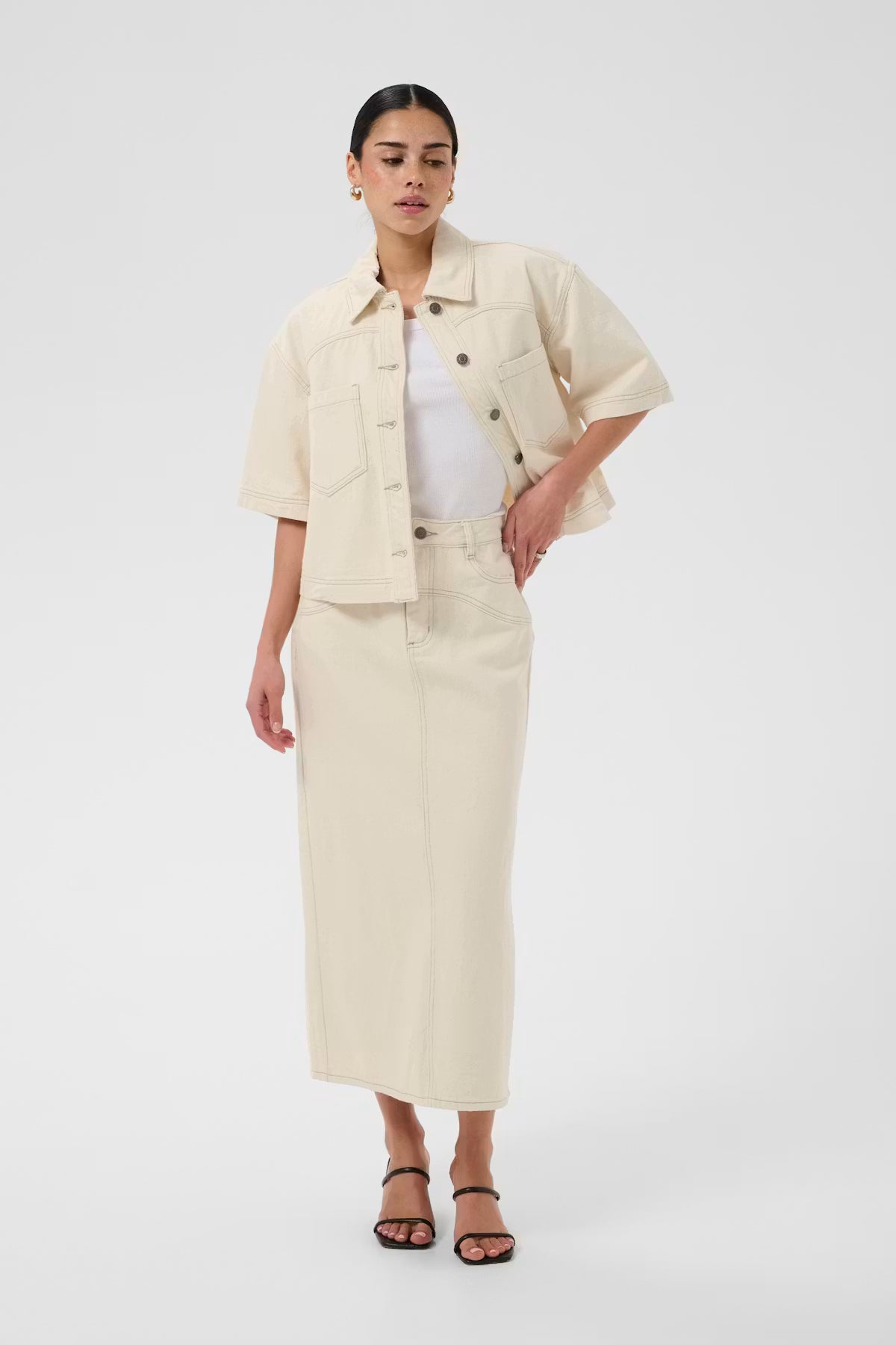 KAcatharina Denim Shirt - Off White Washed
