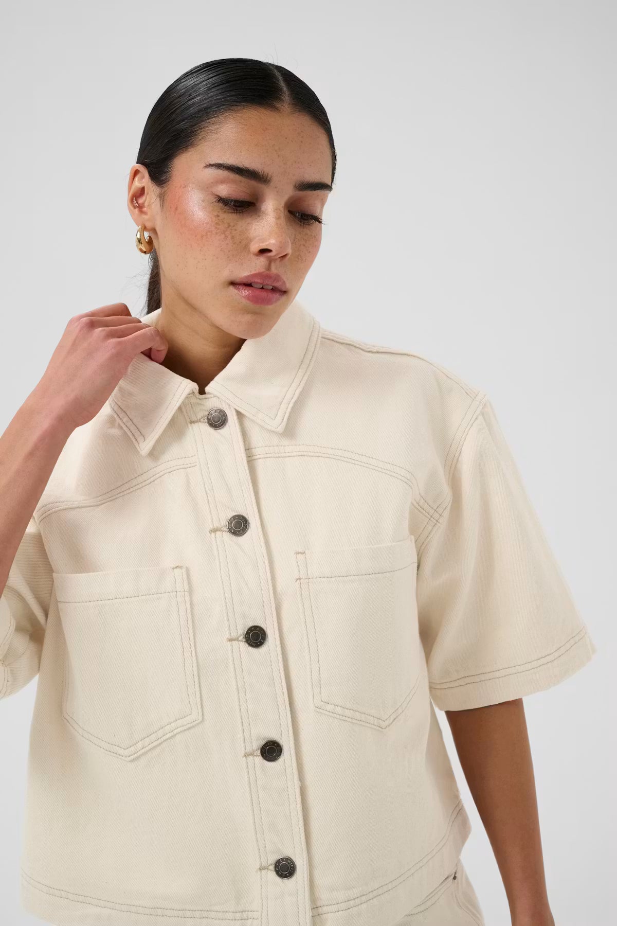 KAcatharina Denim Shirt - Off White Washed