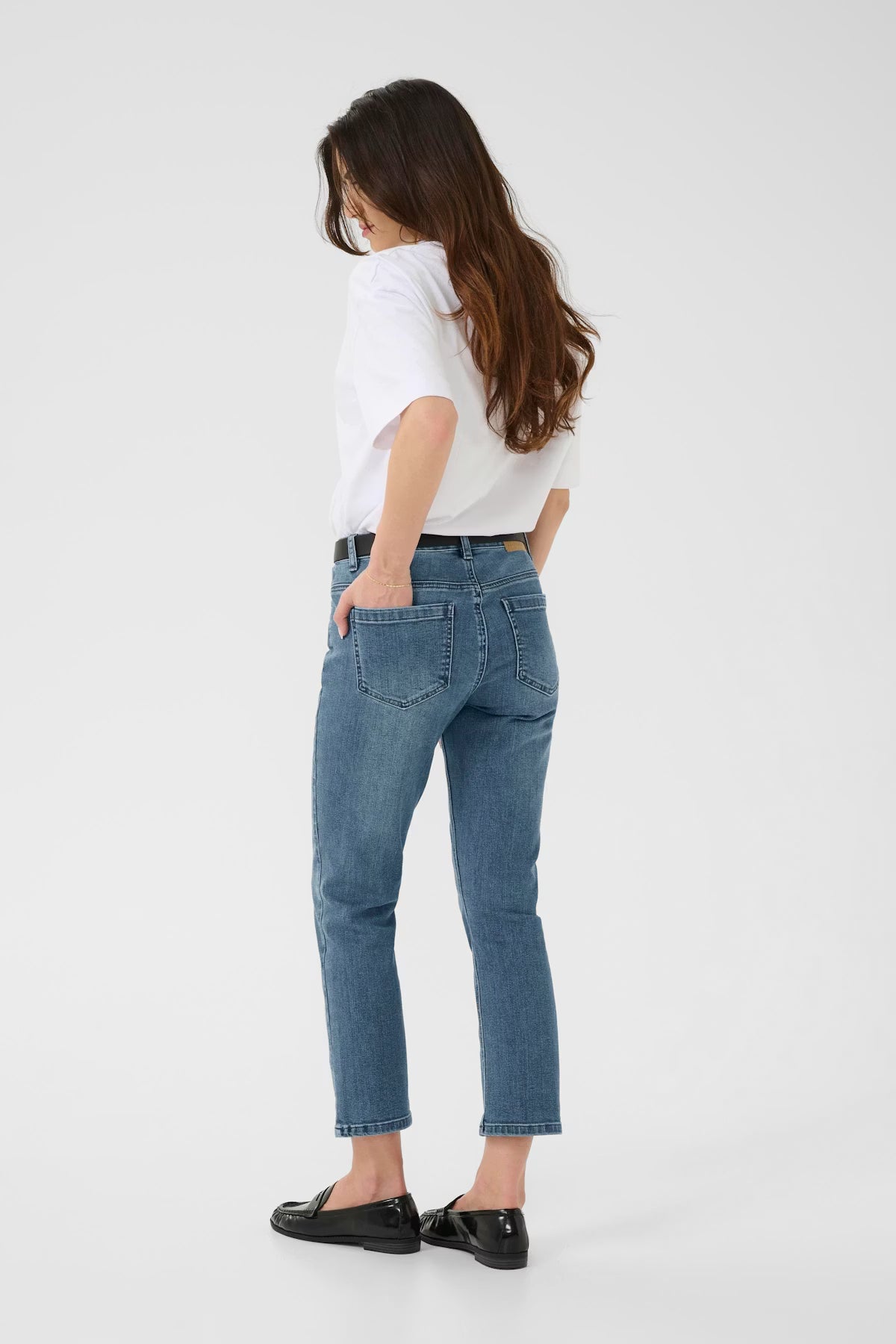 KAriver Cropped Jeans - Medium Blue Denim