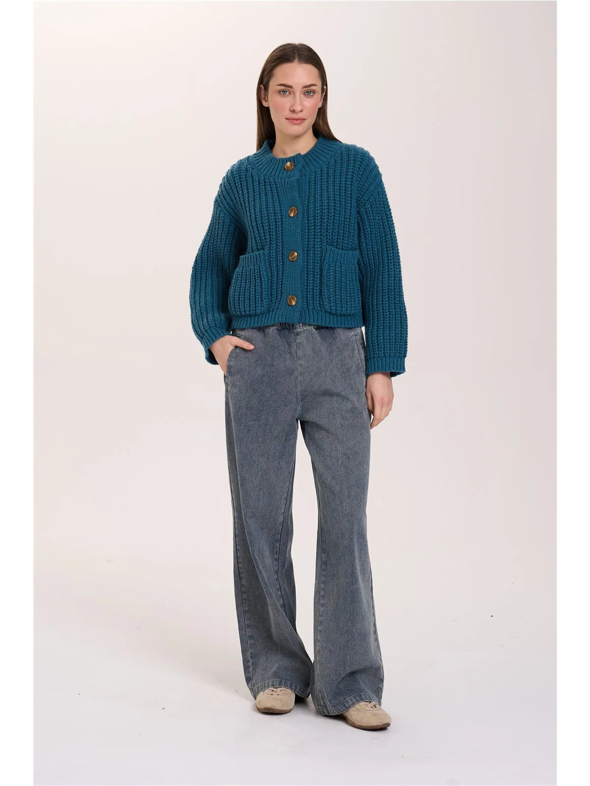 Chunky Pocket Cardigan - Petrol