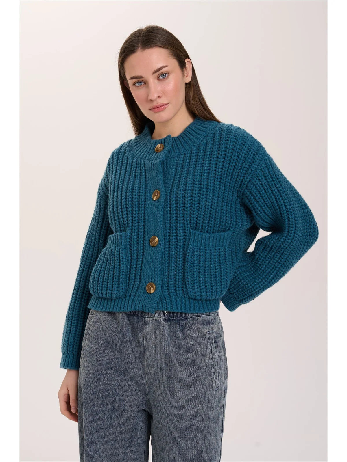 Chunky Pocket Cardigan - Petrol