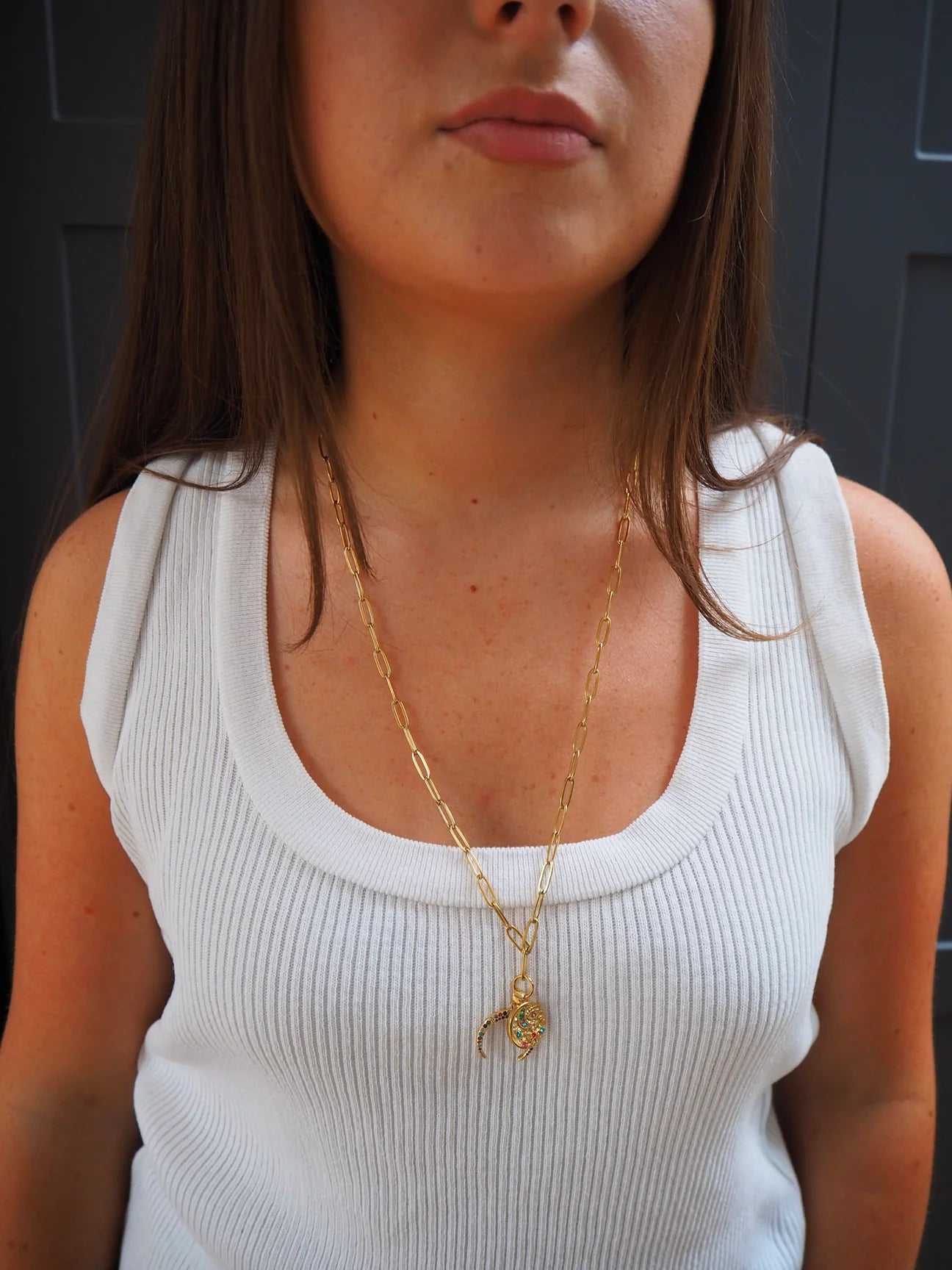 Long Moon & Stars Necklace - Gold Plated