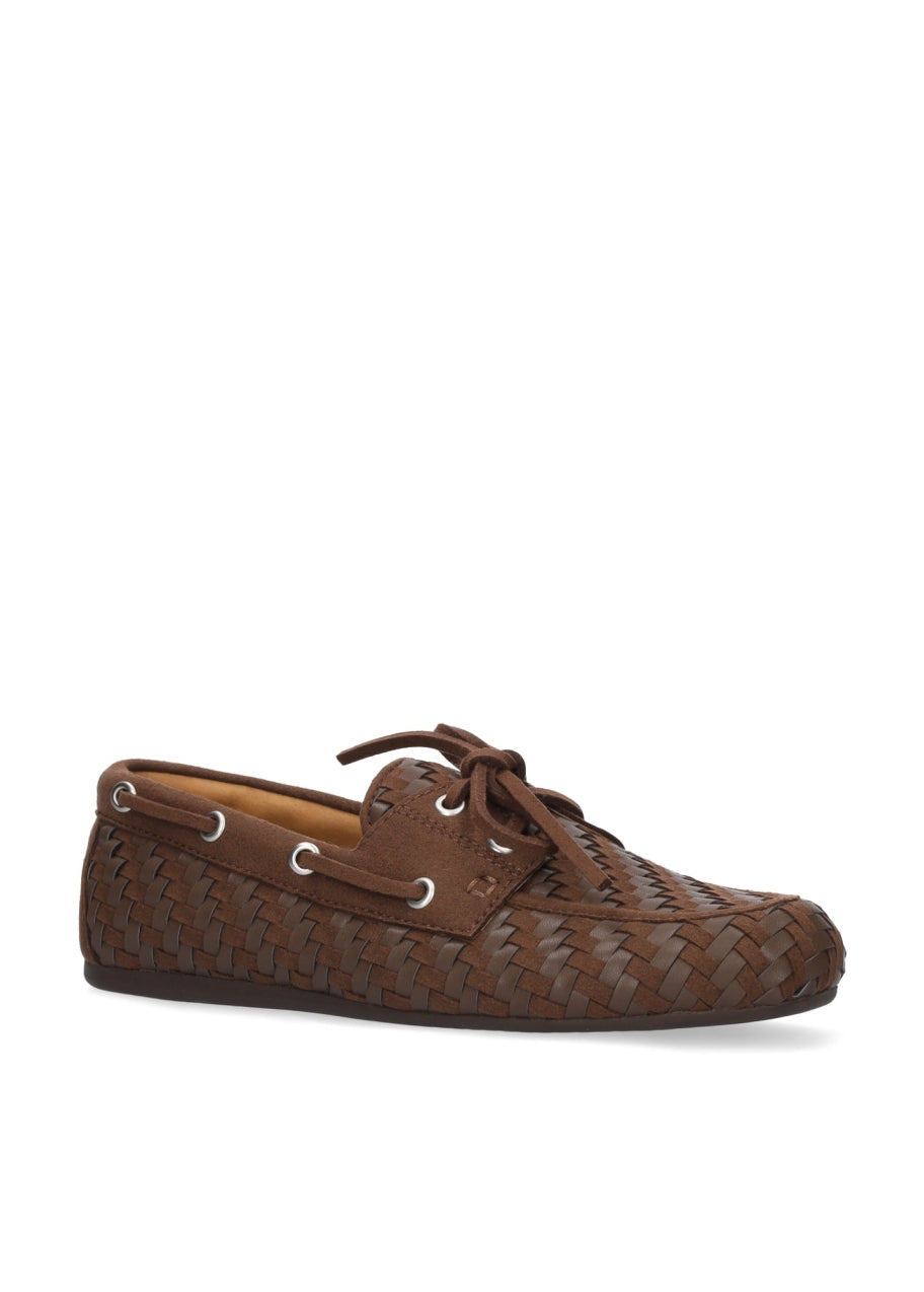 Tana Woven Boat Shoe - Dark Brown