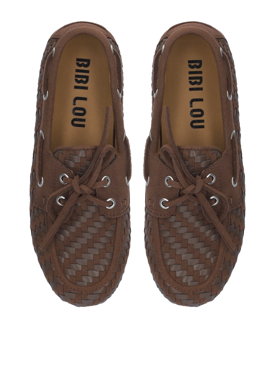 Tana Woven Boat Shoe - Dark Brown