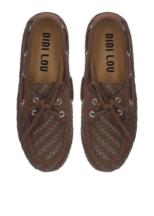 Tana Woven Boat Shoe - Dark Brown