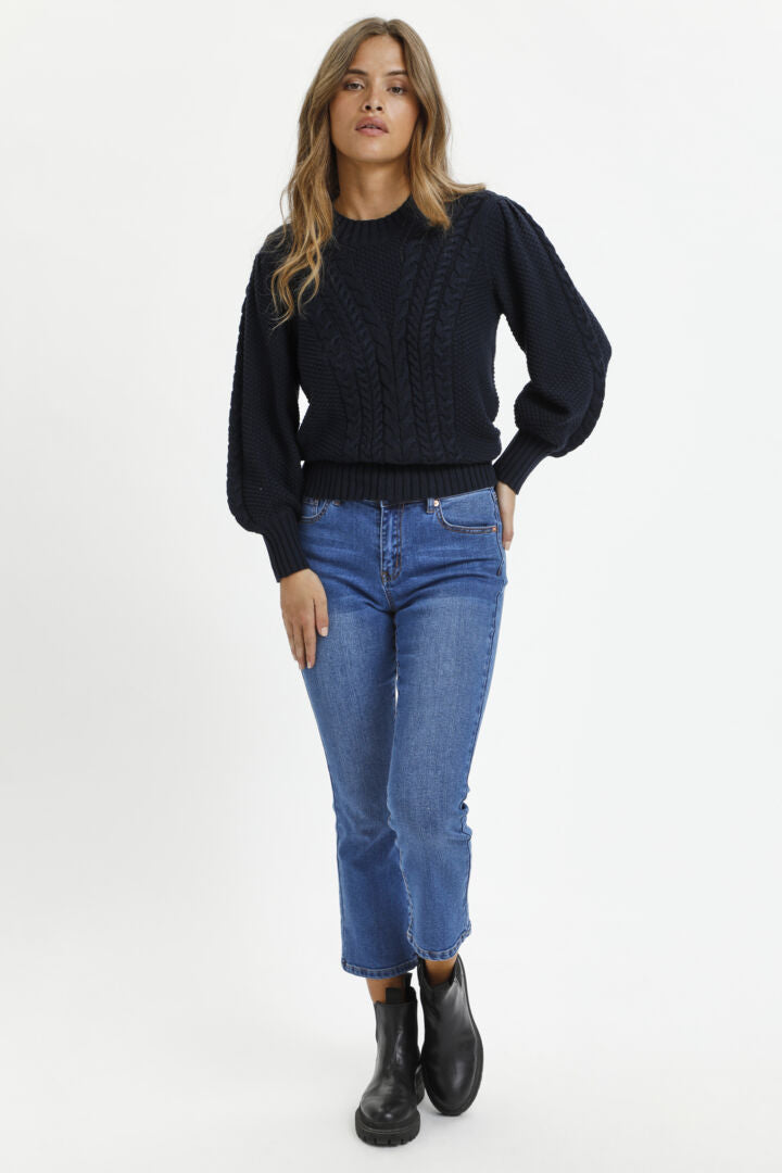 KAsinem Cropped Jeans - Medium Blue Denim