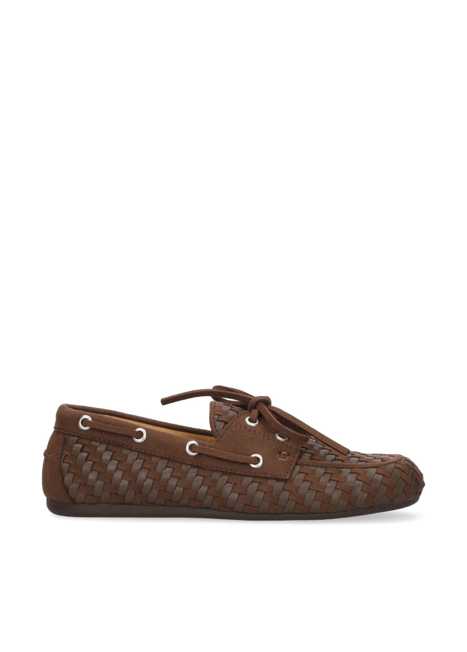 Tana Woven Boat Shoe - Dark Brown