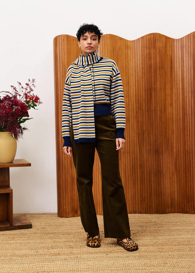 Tonkinois Cardigan & Scarf Set - Blue Marine