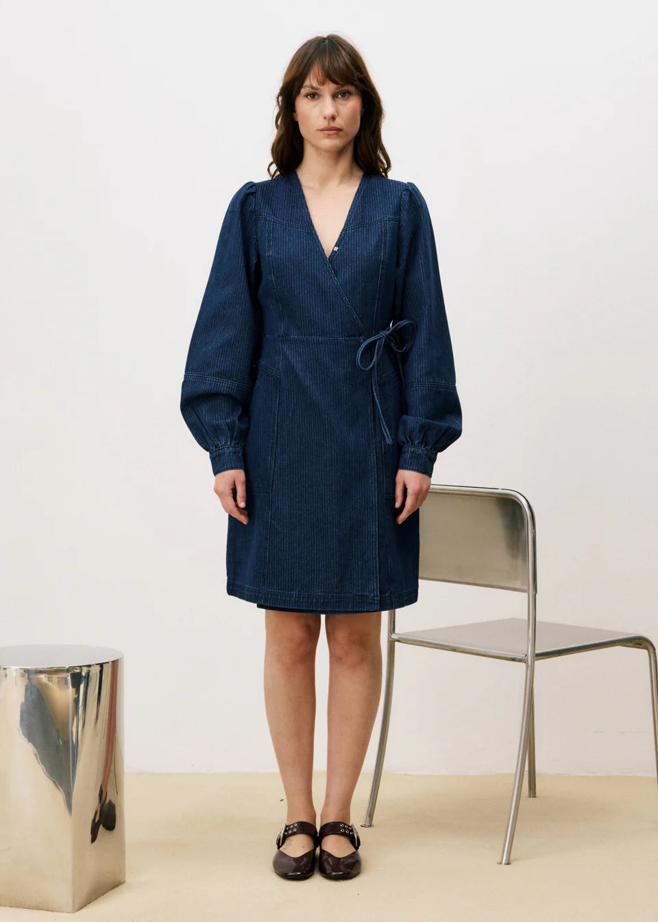 Dalida Wrap Dress - Blue Denim